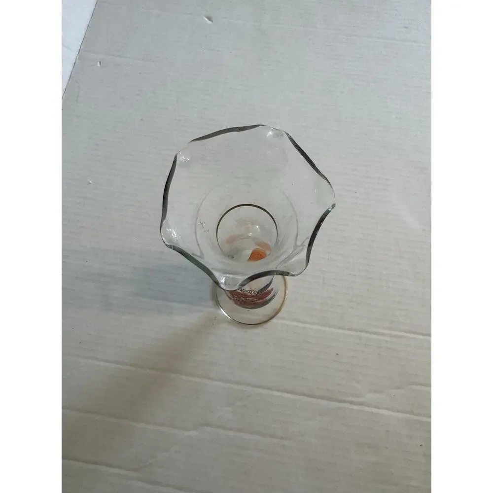 Viking Usa Vintage Glass Bud Vase With Floral Design And Gold Trim